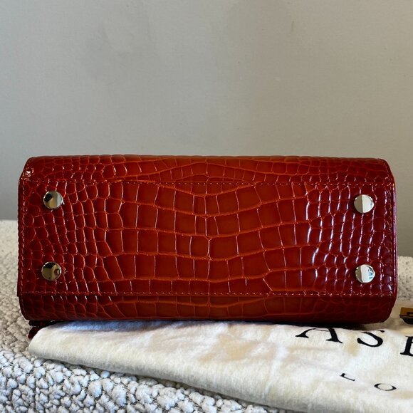 Aspinal of London Mayfair Bag Deep Shine Marmalade Ombre Croc - Picture 12 of 14